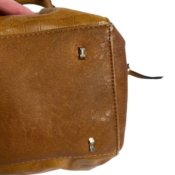 Brown Tan Faux Leather Shoulder Bag Purse Laptop Tablet Pouch Pockets Vinyl Zip - Picture 5 of 15